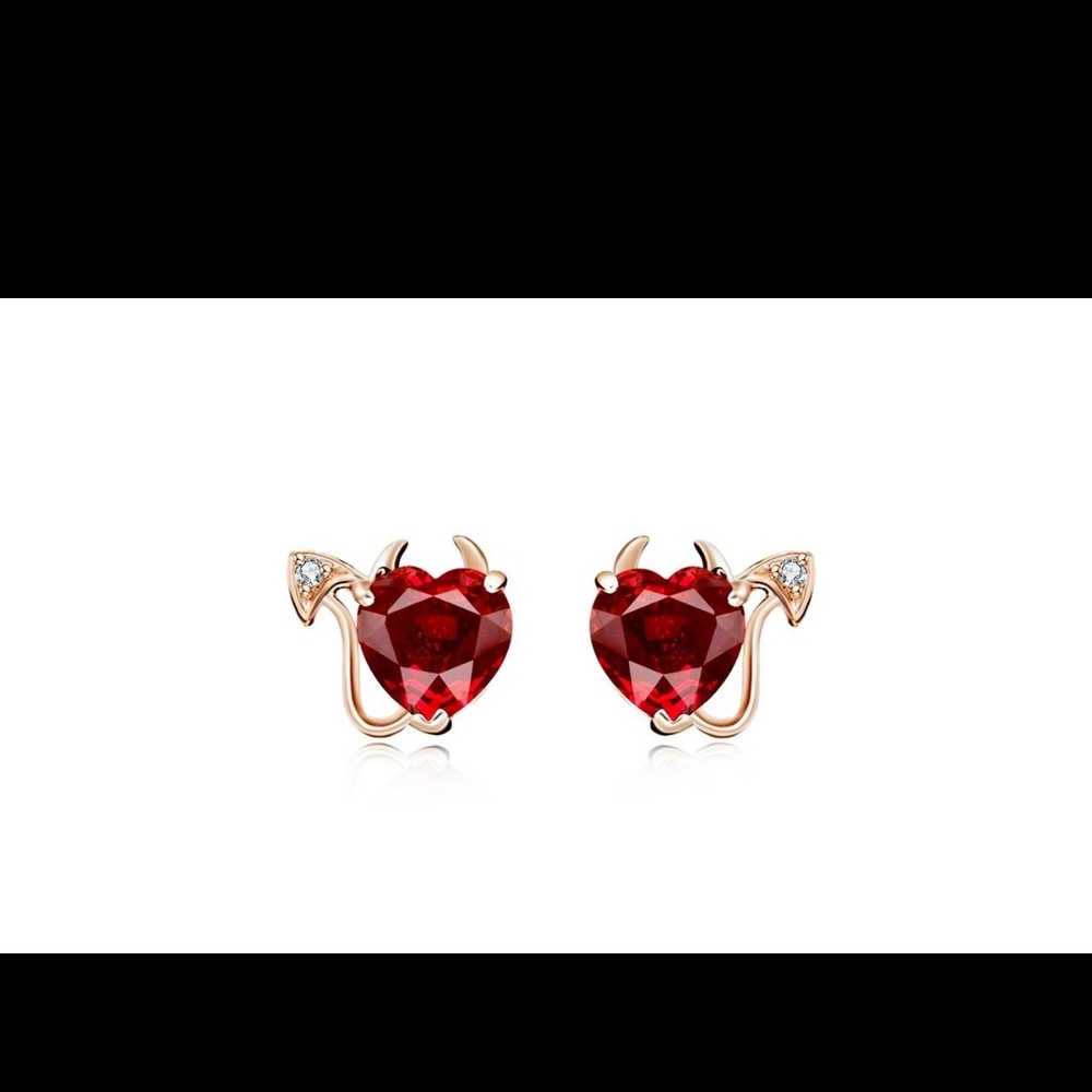 Heart Devil Earrings with Swarovski Red Gemstones